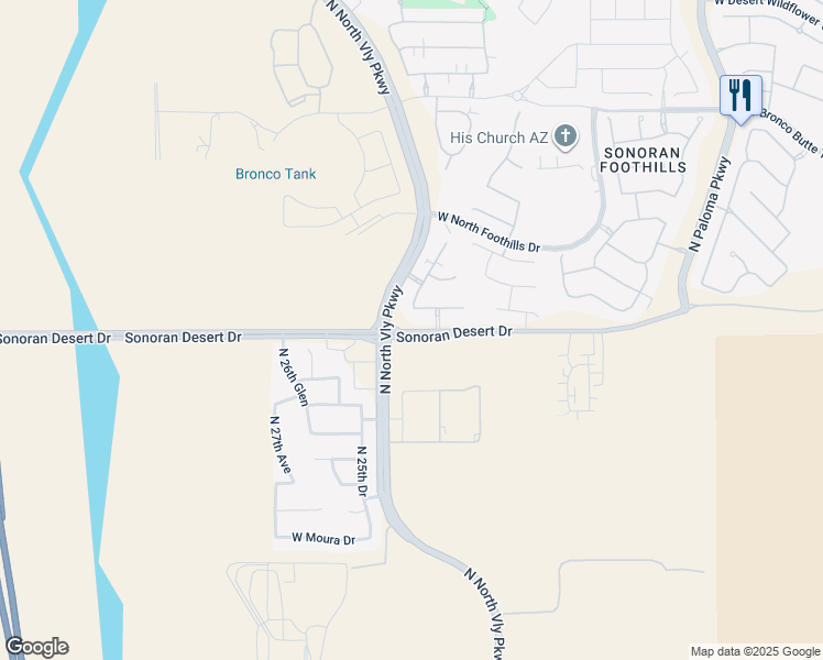 map of restaurants, bars, coffee shops, grocery stores, and more near 2439 West Gloria Lane in Phoenix