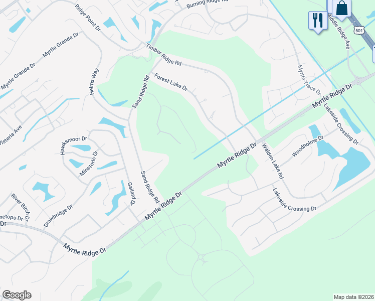 map of restaurants, bars, coffee shops, grocery stores, and more near 159 Regency Drive in Conway