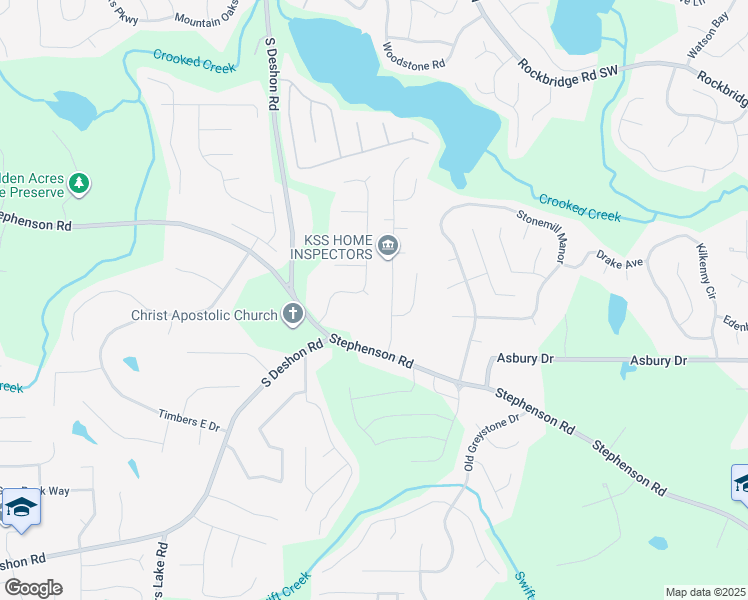 map of restaurants, bars, coffee shops, grocery stores, and more near 7100 Deshon Bend Circle in Lithonia