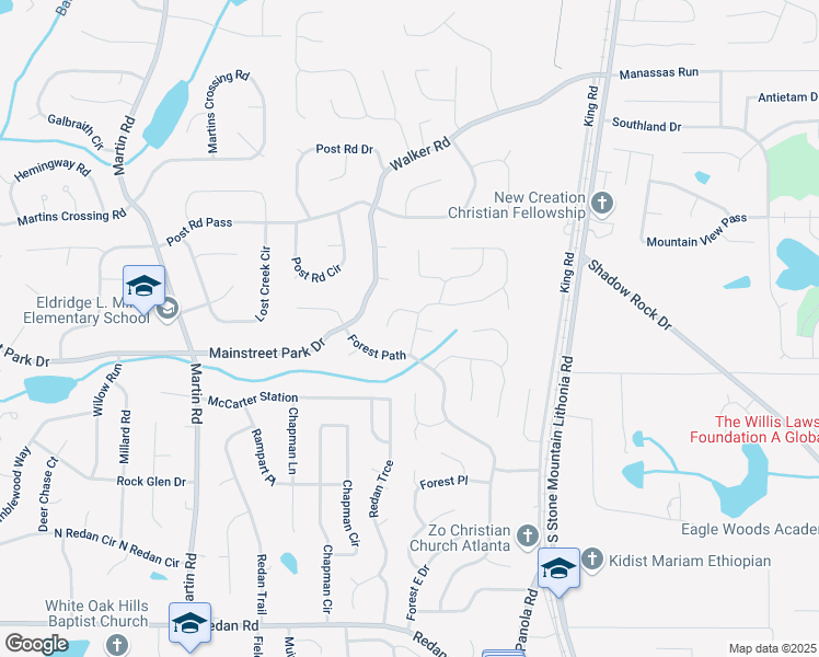 map of restaurants, bars, coffee shops, grocery stores, and more near 878 Greenhedge Drive in Stone Mountain