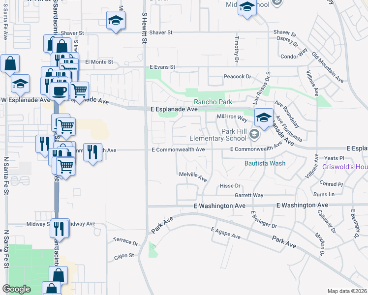 map of restaurants, bars, coffee shops, grocery stores, and more near 776 Camino De Oro in San Jacinto