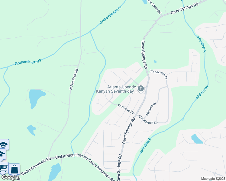 map of restaurants, bars, coffee shops, grocery stores, and more near 1313 Waterton Trail in Douglasville