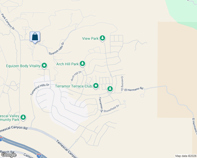 map of restaurants, bars, coffee shops, grocery stores, and more near Midvale Court in Riverside County