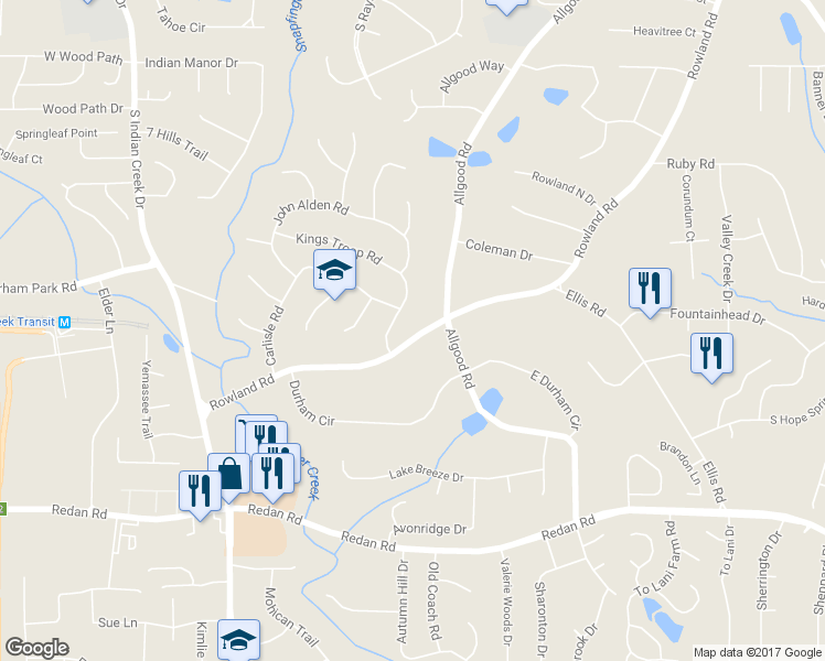 map of restaurants, bars, coffee shops, grocery stores, and more near 1051 Rowland Road in Stone Mountain