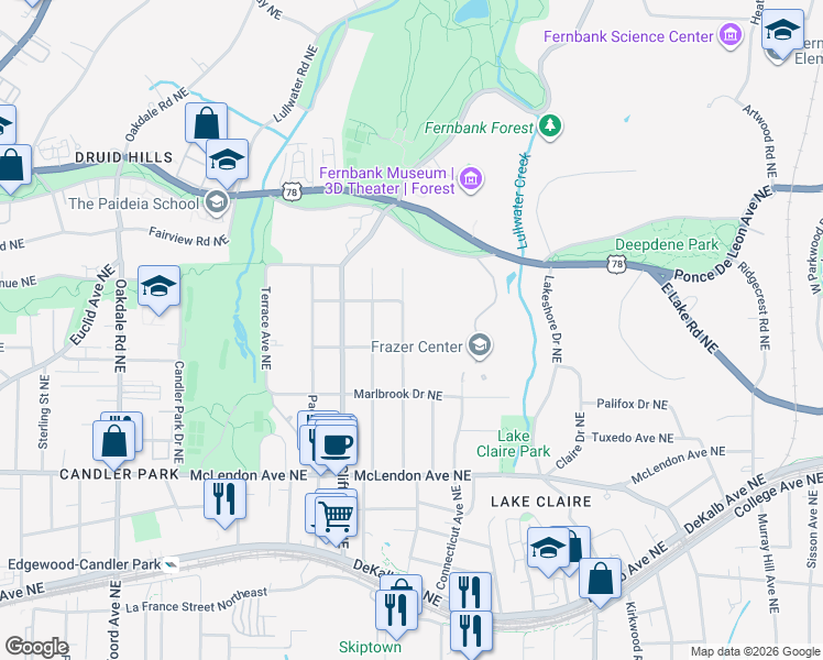 map of restaurants, bars, coffee shops, grocery stores, and more near 561 Harold Avenue Northeast in Atlanta