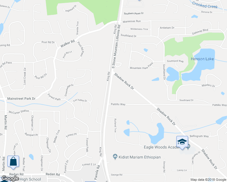 map of restaurants, bars, coffee shops, grocery stores, and more near 910 South Stone Mountain Lithonia Road in Lithonia