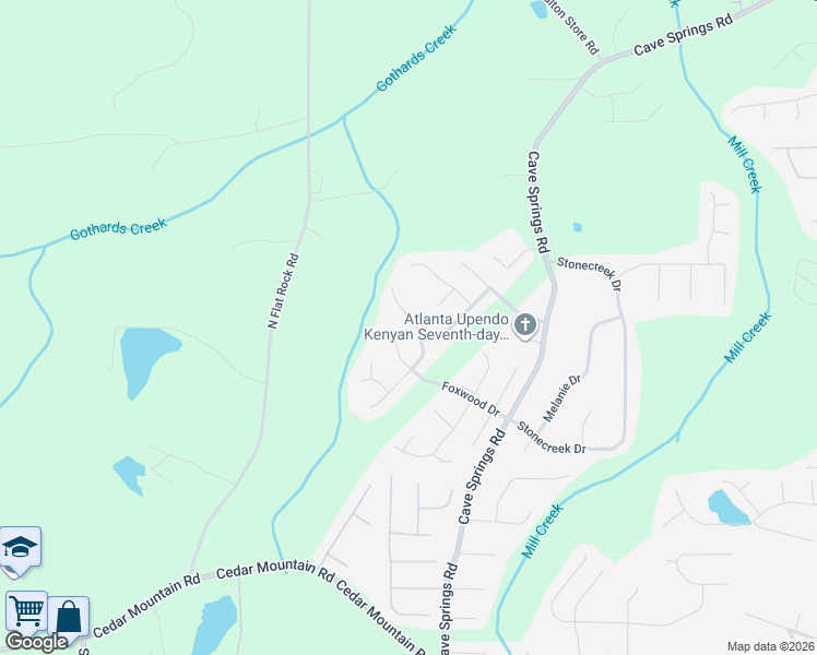 map of restaurants, bars, coffee shops, grocery stores, and more near 1313 Waterton Trail in Douglasville