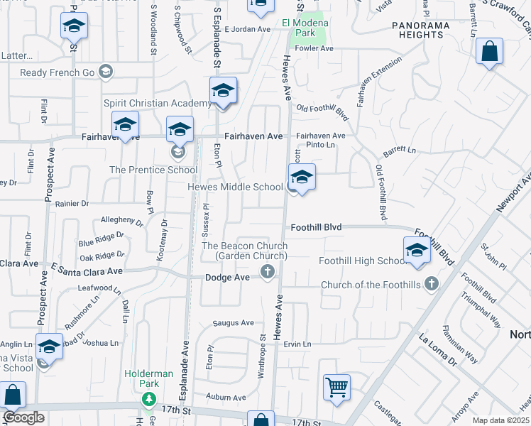 map of restaurants, bars, coffee shops, grocery stores, and more near 18672 Spaulding Avenue in Santa Ana
