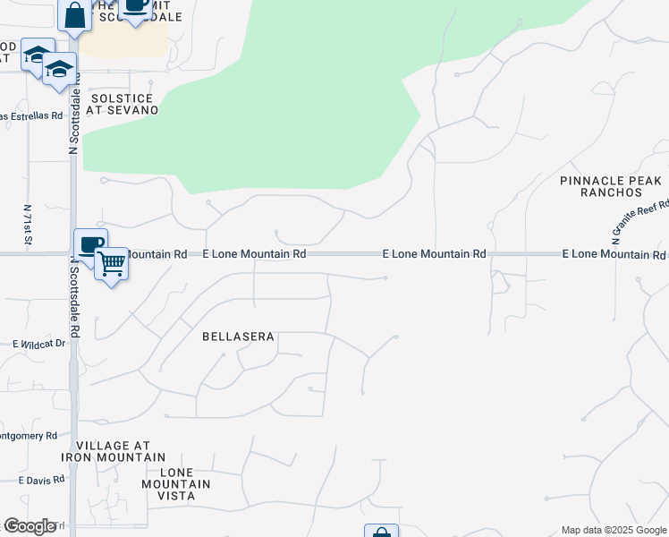 map of restaurants, bars, coffee shops, grocery stores, and more near 7774 East Visao Drive in Scottsdale