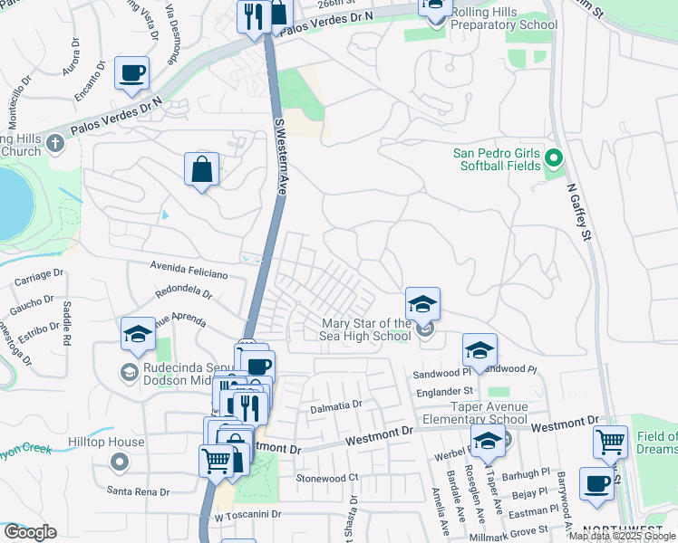 map of restaurants, bars, coffee shops, grocery stores, and more near in Los Angeles County