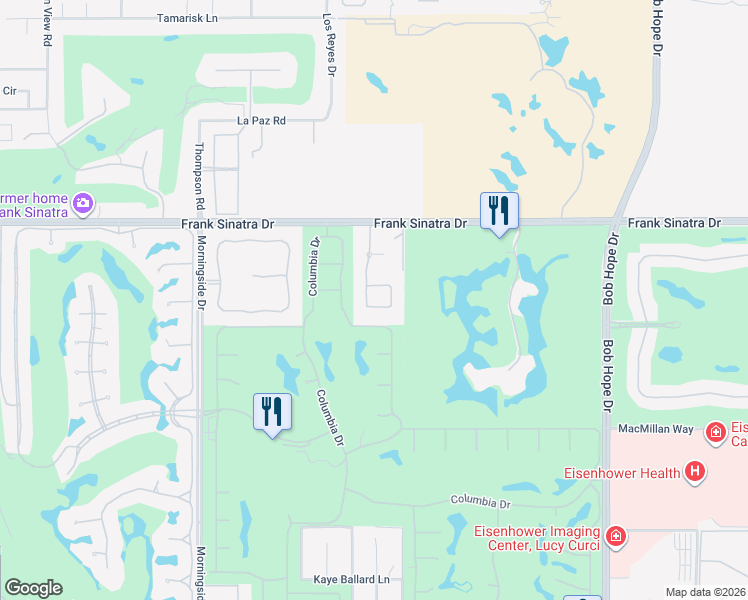 map of restaurants, bars, coffee shops, grocery stores, and more near 16 Villaggio Place in Rancho Mirage