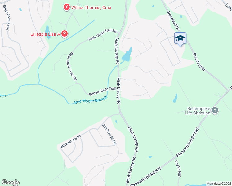 map of restaurants, bars, coffee shops, grocery stores, and more near 3800 Brittan Glade Trail in Snellville