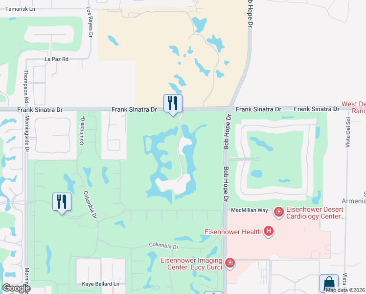 map of restaurants, bars, coffee shops, grocery stores, and more near 910 Island Drive in Rancho Mirage