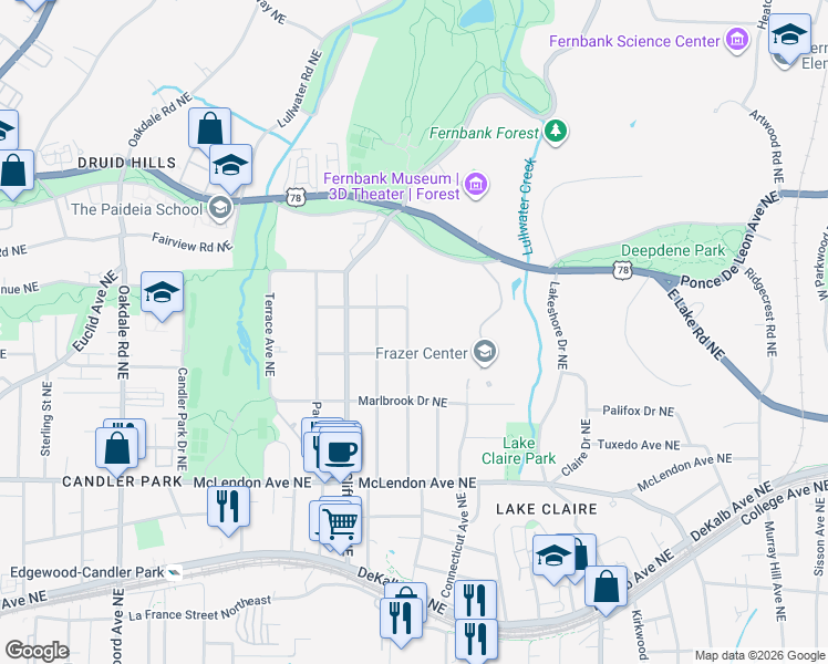 map of restaurants, bars, coffee shops, grocery stores, and more near 561 Harold Avenue Northeast in Atlanta