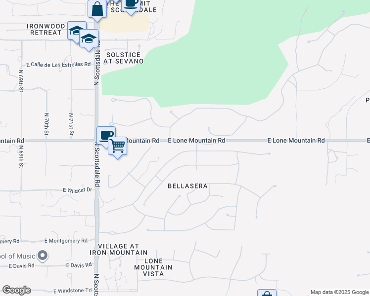 map of restaurants, bars, coffee shops, grocery stores, and more near 7570 E Visao Dr in Scottsdale