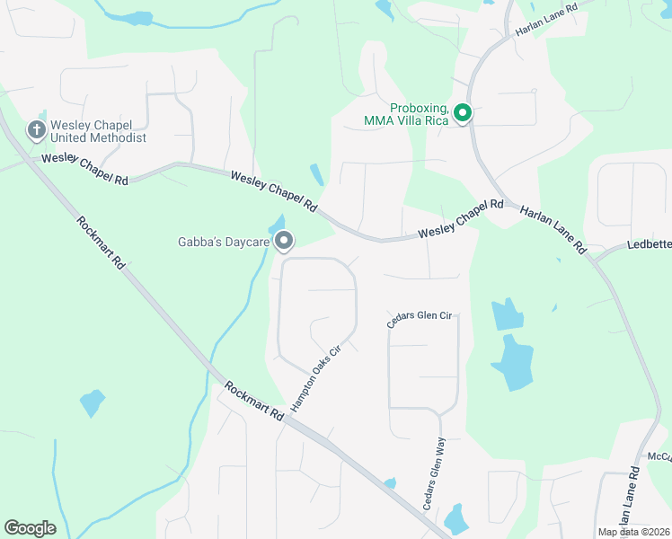 map of restaurants, bars, coffee shops, grocery stores, and more near 232 Hampton Oaks Circle in Villa Rica