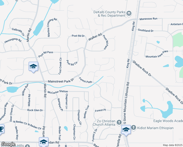 map of restaurants, bars, coffee shops, grocery stores, and more near 878 Greenhedge Drive in Stone Mountain