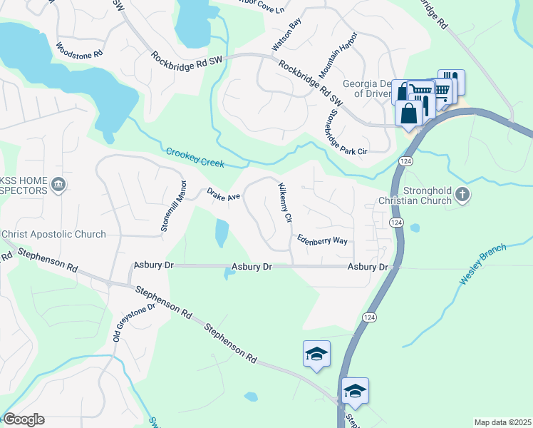 map of restaurants, bars, coffee shops, grocery stores, and more near 835 Plumbridge Court in Lithonia