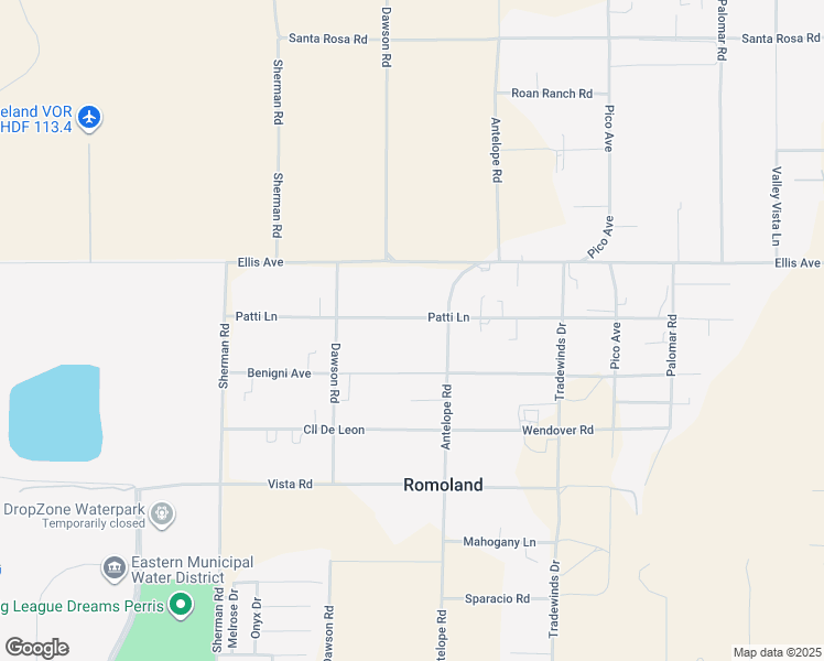 map of restaurants, bars, coffee shops, grocery stores, and more near 27951 Patti Lane in Menifee