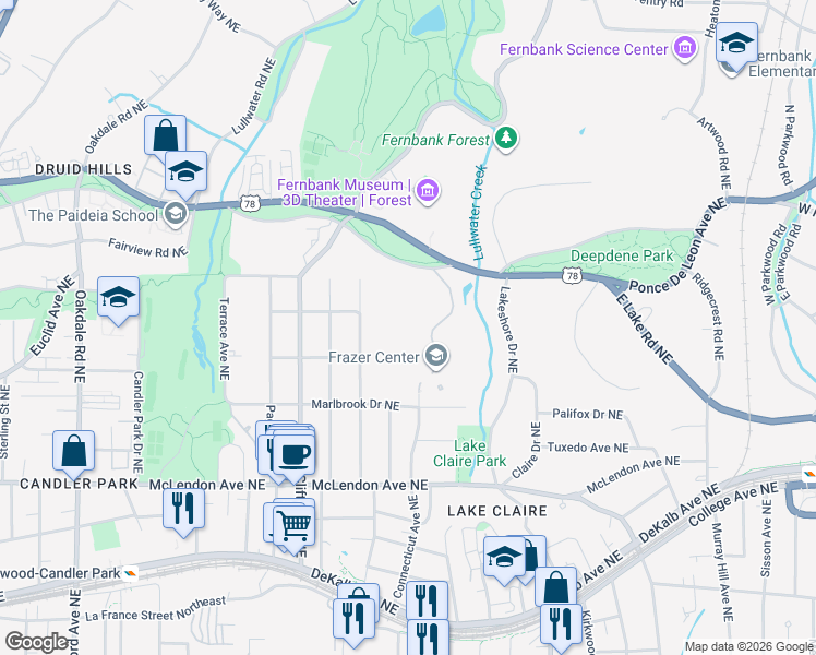 map of restaurants, bars, coffee shops, grocery stores, and more near 536 Harriett Avenue Northeast in Atlanta