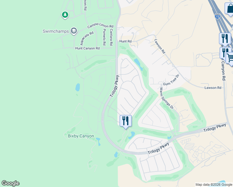 map of restaurants, bars, coffee shops, grocery stores, and more near 24057 Watercress Drive in Corona