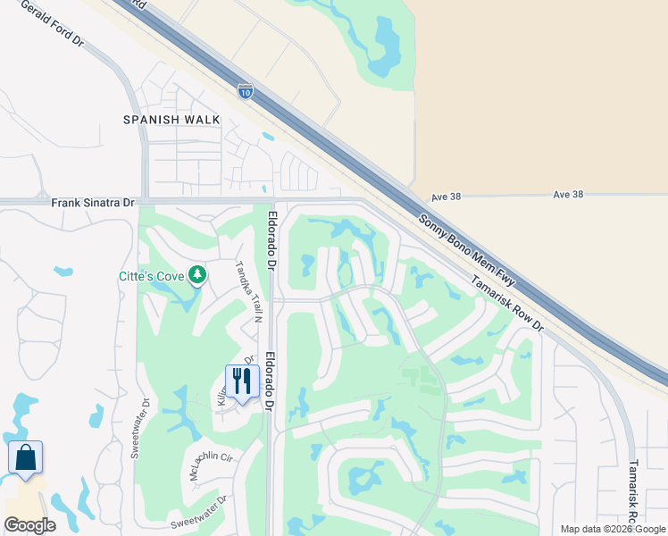 map of restaurants, bars, coffee shops, grocery stores, and more near in Palm Desert