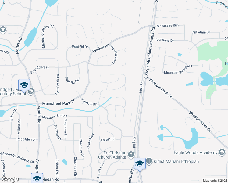 map of restaurants, bars, coffee shops, grocery stores, and more near 817 Greenhedge Drive in Stone Mountain