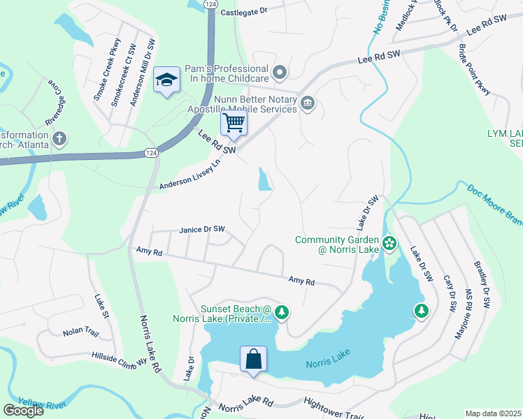 map of restaurants, bars, coffee shops, grocery stores, and more near Joseph Eli Drive in Gwinnett County