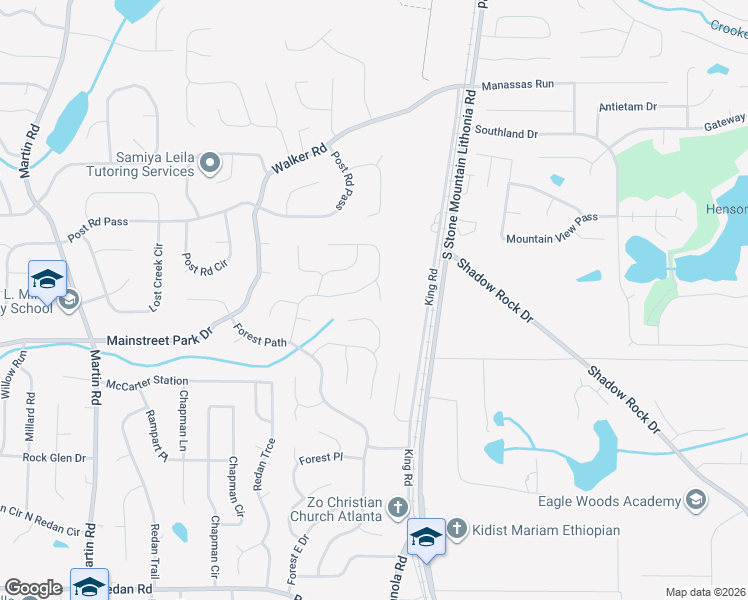 map of restaurants, bars, coffee shops, grocery stores, and more near 866 Hedge Garden Court in Stone Mountain