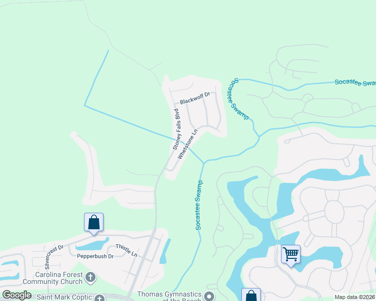 map of restaurants, bars, coffee shops, grocery stores, and more near 2436 Whetstone Lane in Myrtle Beach