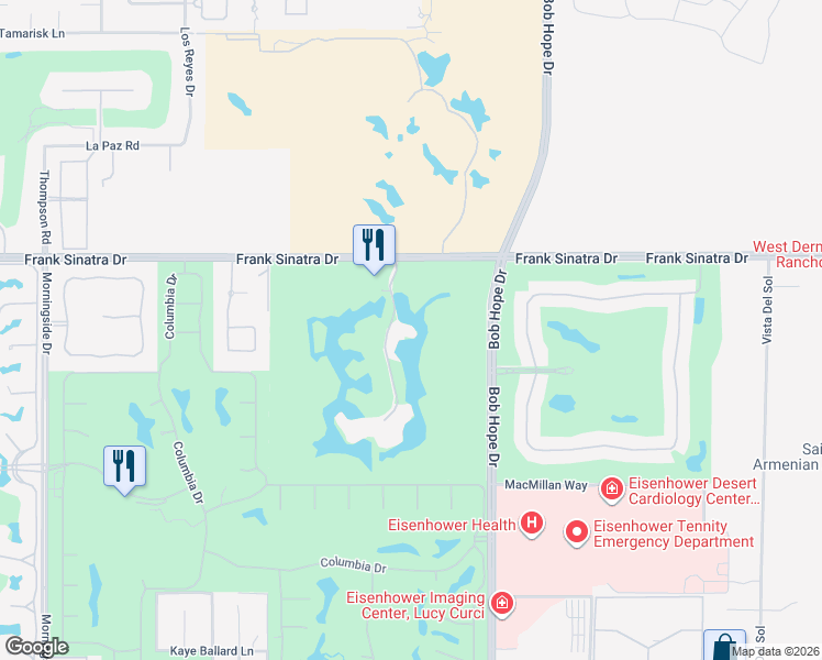 map of restaurants, bars, coffee shops, grocery stores, and more near 910 Island Drive in Rancho Mirage