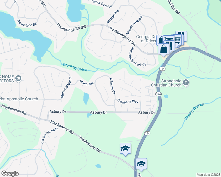 map of restaurants, bars, coffee shops, grocery stores, and more near 850 Plumbridge Court in Lithonia