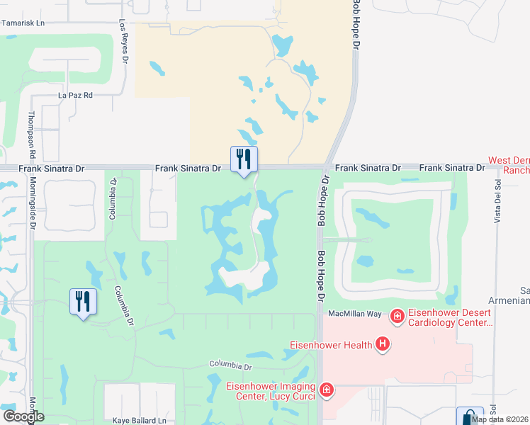 map of restaurants, bars, coffee shops, grocery stores, and more near 910 Island Drive in Rancho Mirage