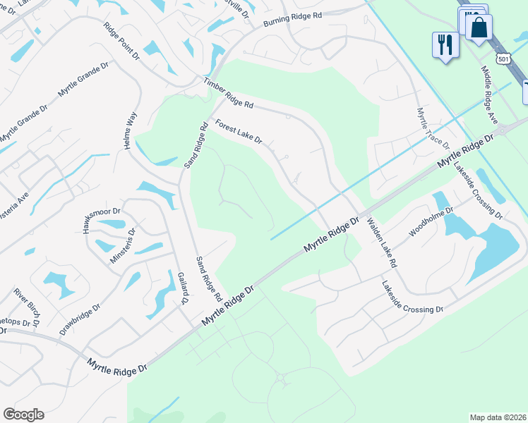 map of restaurants, bars, coffee shops, grocery stores, and more near 159 Regency Drive in Conway
