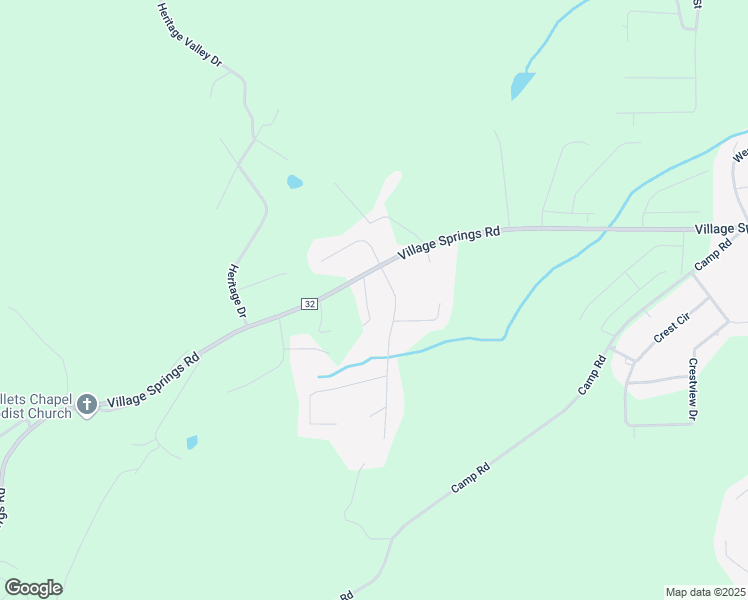 map of restaurants, bars, coffee shops, grocery stores, and more near 1601 Village Springs Road in Springville