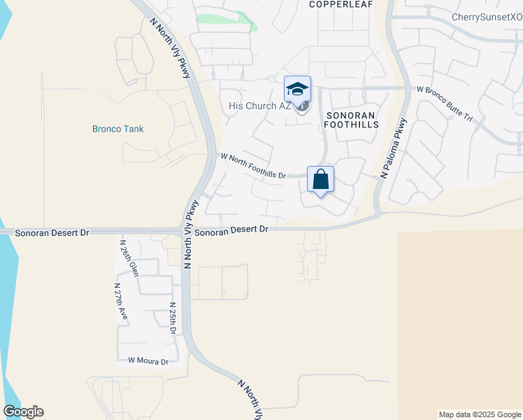 map of restaurants, bars, coffee shops, grocery stores, and more near 2244 West Vía Caballo Blanco in Phoenix