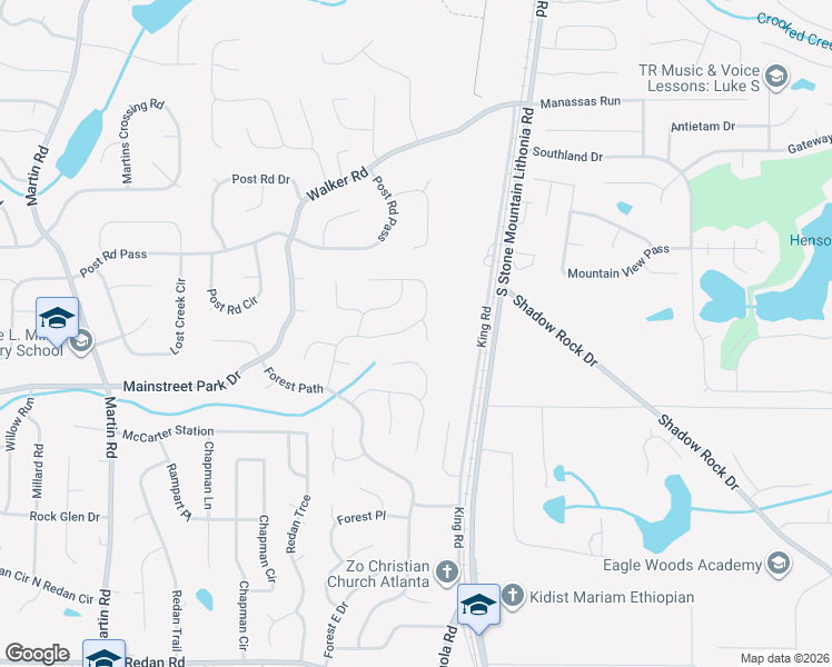 map of restaurants, bars, coffee shops, grocery stores, and more near 784 Greenhedge Drive in Stone Mountain