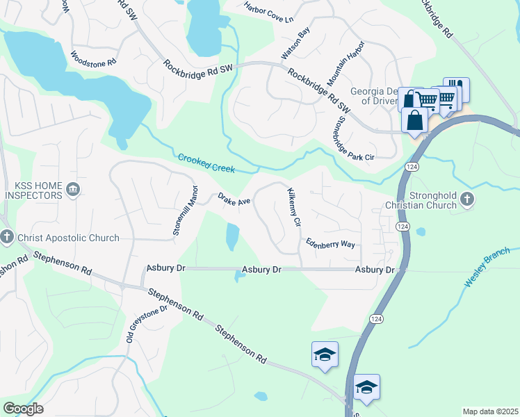 map of restaurants, bars, coffee shops, grocery stores, and more near 709 Kilkenny Circle in Lithonia