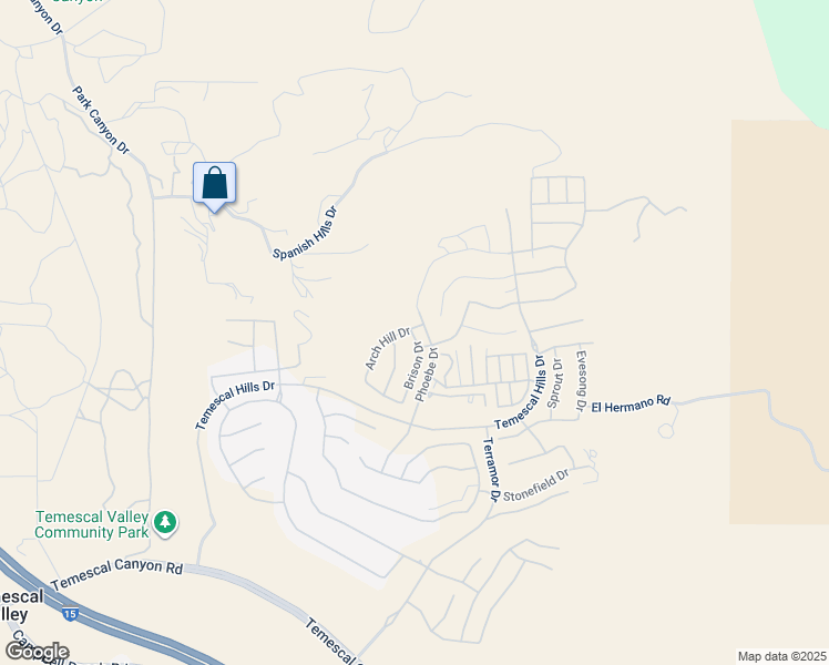 map of restaurants, bars, coffee shops, grocery stores, and more near 11803 Arch Hill Drive in Temescal Valley