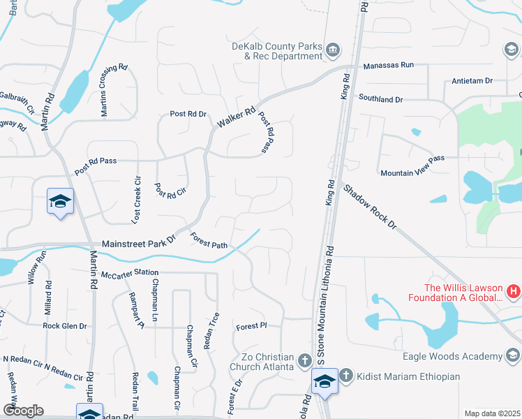 map of restaurants, bars, coffee shops, grocery stores, and more near 824 Greenhedge Drive in Stone Mountain
