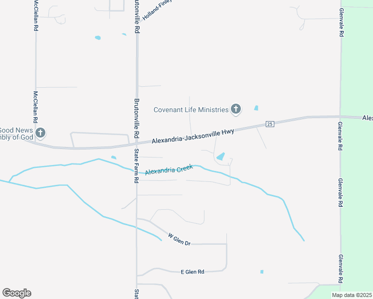 map of restaurants, bars, coffee shops, grocery stores, and more near 2070 Alexandria-Jacksonville Highway in Alexandria