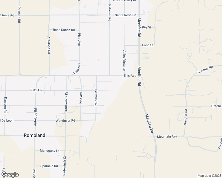 map of restaurants, bars, coffee shops, grocery stores, and more near 28646 Patti Lane in Romoland