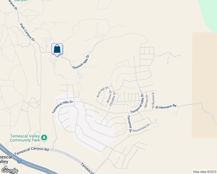 map of restaurants, bars, coffee shops, grocery stores, and more near 11802 Arch Hill Drive in Temescal Valley