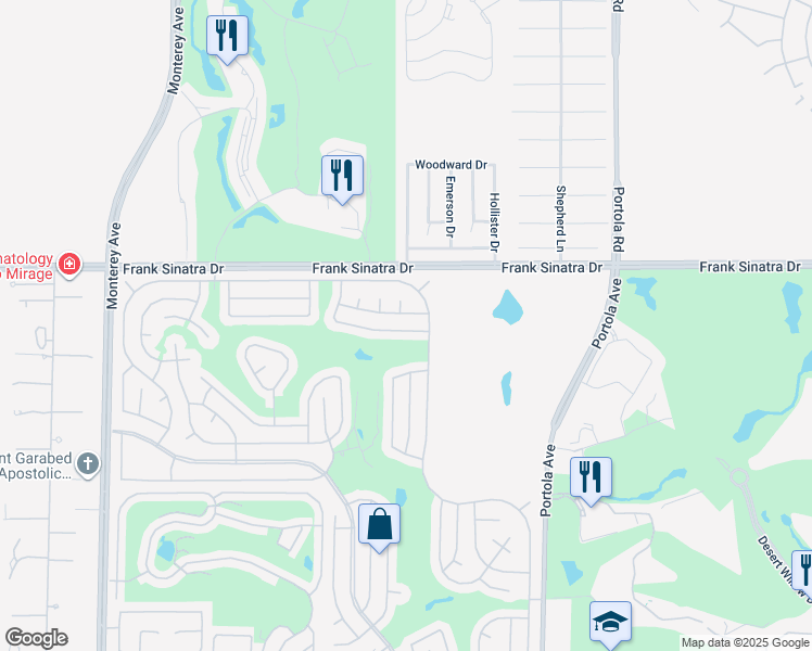map of restaurants, bars, coffee shops, grocery stores, and more near 73710 Oak Flats Drive in Palm Desert