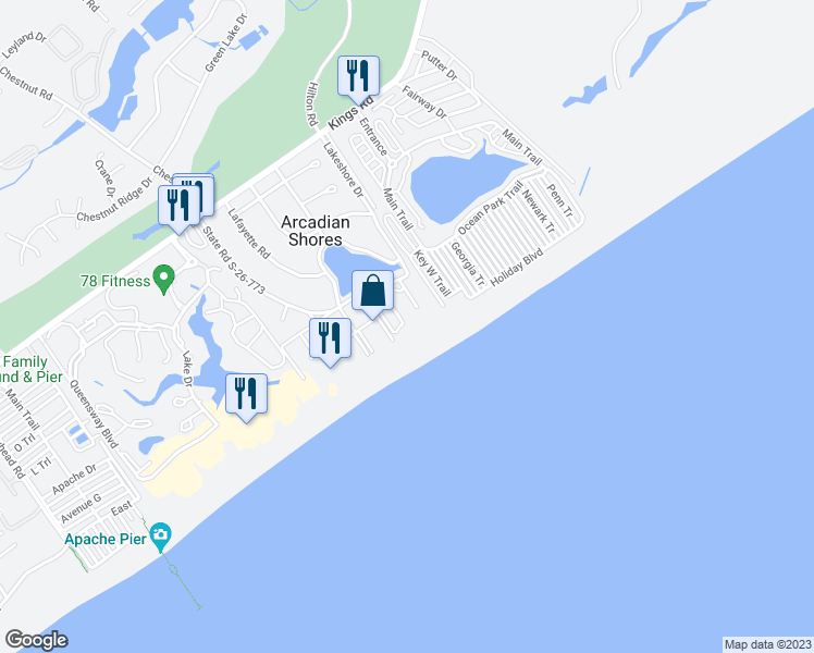 map of restaurants, bars, coffee shops, grocery stores, and more near 161 Seawatch Drive in Myrtle Beach