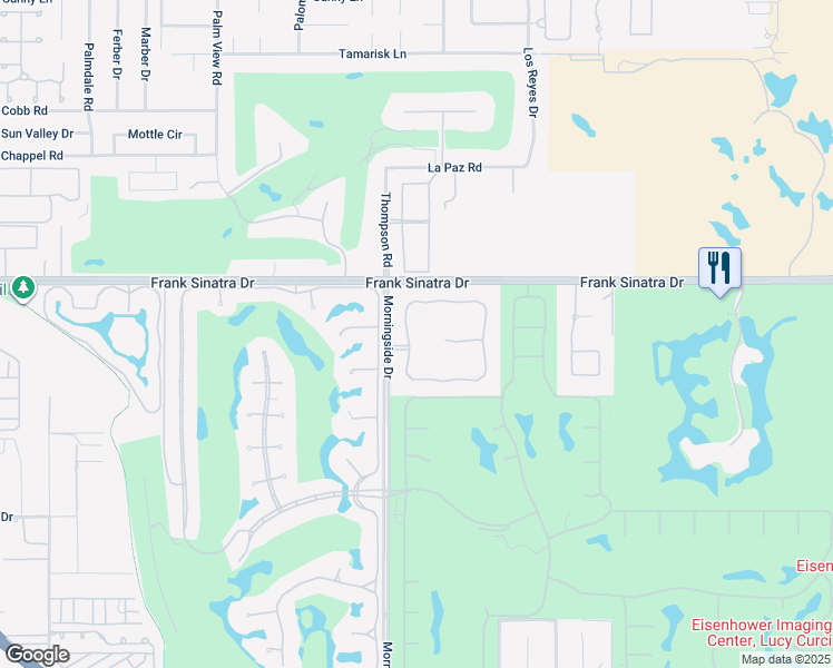 map of restaurants, bars, coffee shops, grocery stores, and more near 102 Waterford Circle in Rancho Mirage