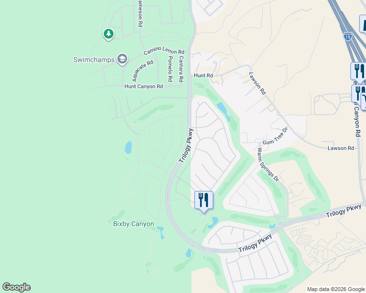 map of restaurants, bars, coffee shops, grocery stores, and more near 23967 Towish Drive in Corona