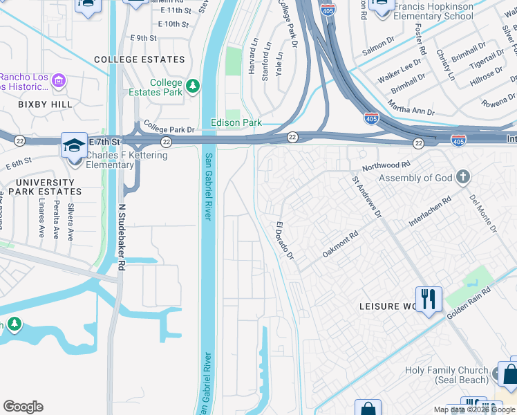 map of restaurants, bars, coffee shops, grocery stores, and more near 13220 Nassau Drive in Seal Beach