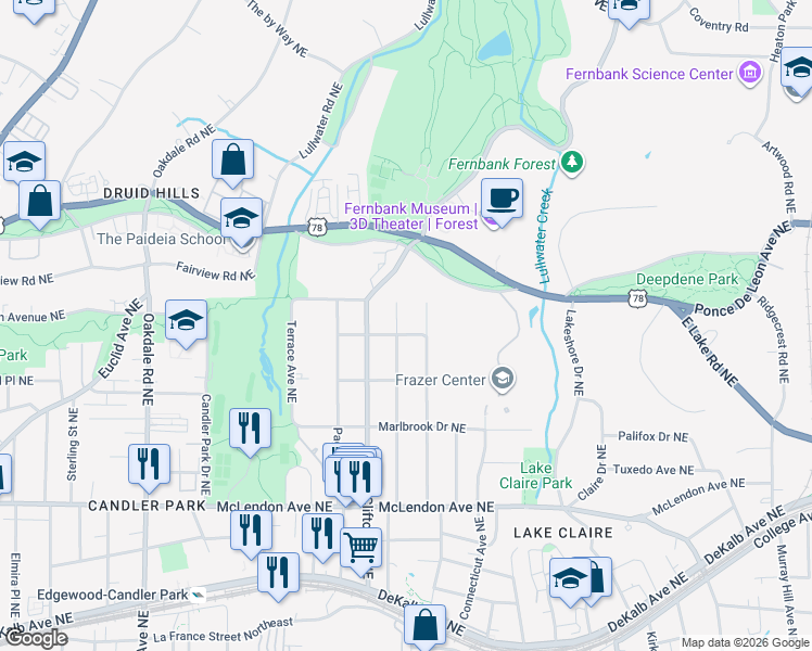map of restaurants, bars, coffee shops, grocery stores, and more near 617 Hardendorf Avenue Northeast in Atlanta