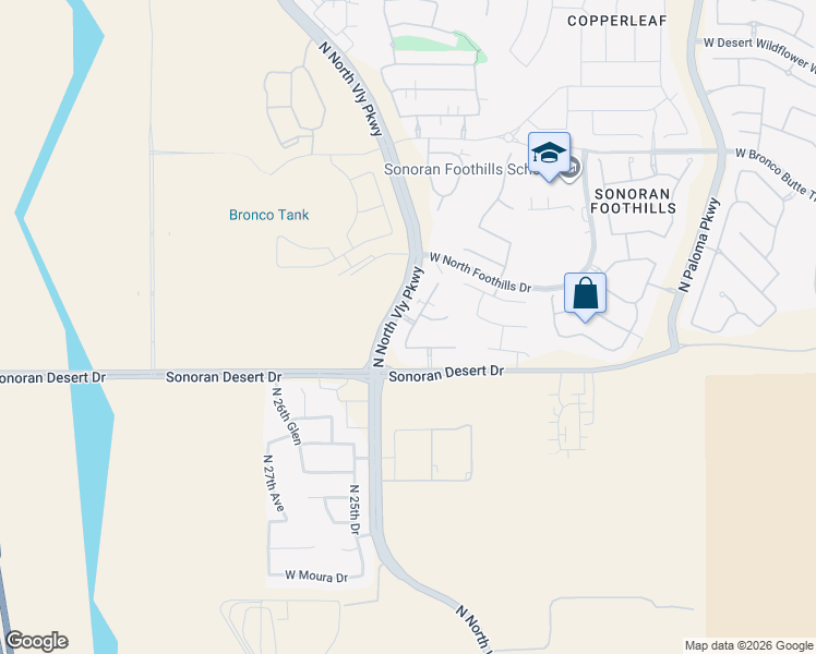 map of restaurants, bars, coffee shops, grocery stores, and more near 31554 North 24th Drive in Phoenix